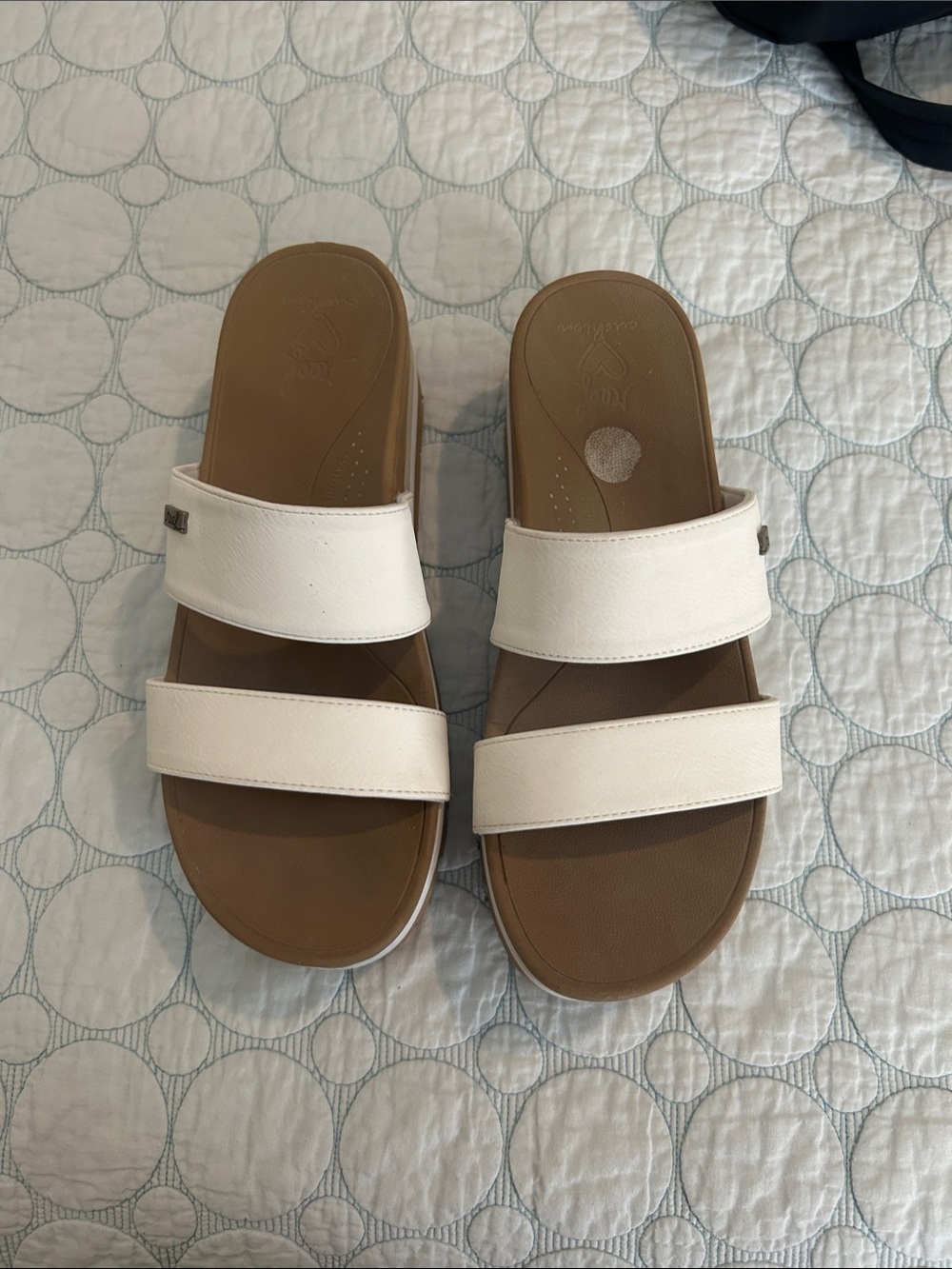 Reef Women’s White Double-Strap Sandals with Brown Footbed
